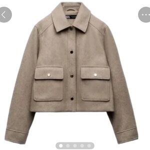 Zara Women's Suede Jacket in Taupe